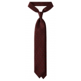 Viola Milano - Rosette Pattern Selftipped Silk Tie - Wine - Handmade in Italy - Luxury Exclusive Collection