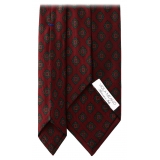 Viola Milano - Rosette Pattern Selftipped Silk Tie - Wine - Handmade in Italy - Luxury Exclusive Collection