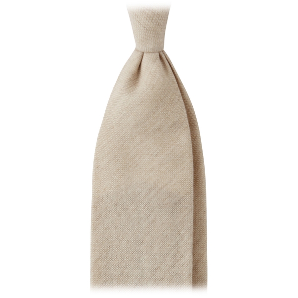 Viola Milano - Cravatta 100% Cashmere Rotolata a Mano Solida - Sabbia - Handmade in Italy - Luxury Exclusive Collection