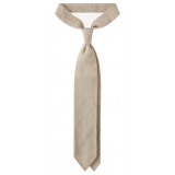 Viola Milano - Solid Handrolled 100% Cashmere Tie - Sand - Handmade in Italy - Luxury Exclusive Collection