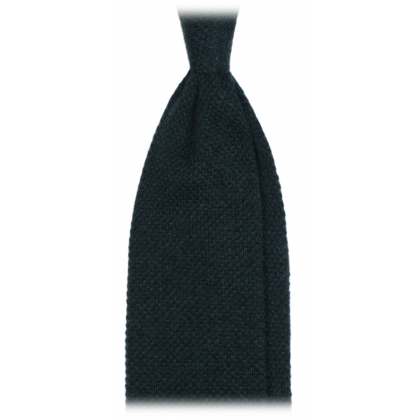Viola Milano - Solid Knitted 100% Cashmere Tie - Forest - Handmade in Italy - Luxury Exclusive Collection