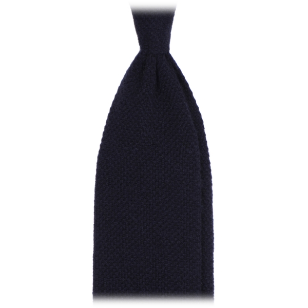 Viola Milano - Solid Knitted 100% Cashmere Tie - Navy - Handmade in Italy - Luxury Exclusive Collection