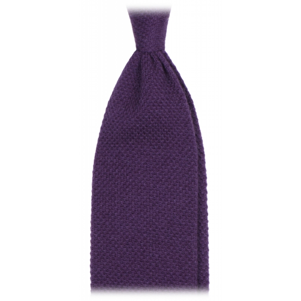 Viola Milano - Solid Knitted 100% Cashmere Tie - Purple - Handmade in Italy - Luxury Exclusive Collection