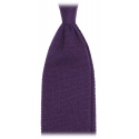 Viola Milano - Solid Knitted 100% Cashmere Tie - Purple - Handmade in Italy - Luxury Exclusive Collection