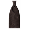 Viola Milano - Solid Woven Grenadine/Shantung Tie - Brown - Handmade in Italy - Luxury Exclusive Collection