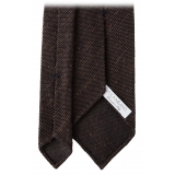 Viola Milano - Solid Woven Grenadine/Shantung Tie - Brown - Handmade in Italy - Luxury Exclusive Collection