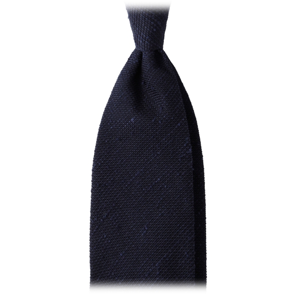 Viola Milano - Cravatta Tessuto Solido Grenadine/Shantung - Navy - Handmade in Italy - Luxury Exclusive Collection