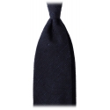 Viola Milano - Cravatta Tessuto Solido Grenadine/Shantung - Navy - Handmade in Italy - Luxury Exclusive Collection