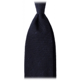 Viola Milano - Cravatta Tessuto Solido Grenadine/Shantung - Navy - Handmade in Italy - Luxury Exclusive Collection