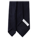 Viola Milano - Solid Woven Grenadine/Shantung Tie - Navy - Handmade in Italy - Luxury Exclusive Collection