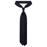 Viola Milano - Solid Woven Grenadine/Shantung Tie - Navy - Handmade in Italy - Luxury Exclusive Collection