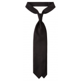 Viola Milano - Solid Woven Selftipped Silk Tie - Black - Handmade in Italy - Luxury Exclusive Collection