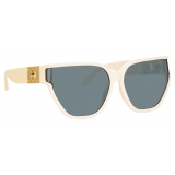 Linda Farrow - Sabine Oversized Sunglasses in Cream - LFL1298C3SUN - Linda Farrow Eyewear