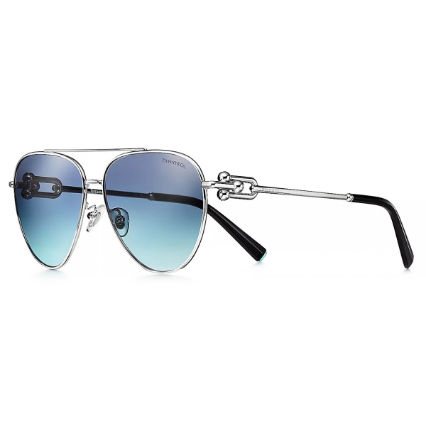 Tiffany & Co. - Pilot Sunglasses - Silver Tiffany Blue® - Tiffany City HardWear Collection - Tiffany & Co. Eyewear
