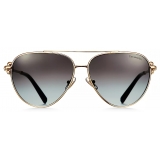 Tiffany & Co. - Pilot Sunglasses - Gold Gray - Tiffany City HardWear Collection - Tiffany & Co. Eyewear