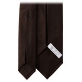 Viola Milano - Solid Woven Selftipped Silk Tie - Brown - Handmade in Italy - Luxury Exclusive Collection