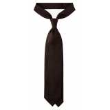 Viola Milano - Solid Woven Selftipped Silk Tie - Brown - Handmade in Italy - Luxury Exclusive Collection