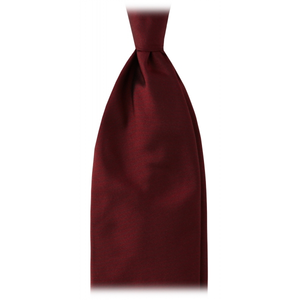 Viola Milano - Solid Woven Selftipped Silk Tie - Burgundy - Handmade in Italy - Luxury Exclusive Collection