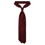 Viola Milano - Solid Woven Selftipped Silk Tie - Burgundy - Handmade in Italy - Luxury Exclusive Collection