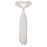 Viola Milano - Solid Woven Selftipped Silk Tie - Ivory - Handmade in Italy - Luxury Exclusive Collection
