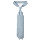 Viola Milano - Solid Woven Selftipped Silk Tie - Light Blue - Handmade in Italy - Luxury Exclusive Collection