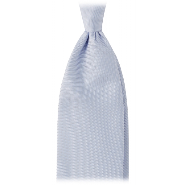 Viola Milano - Solid Woven Selftipped Silk Tie - Light Blue II - Handmade in Italy - Luxury Exclusive Collection