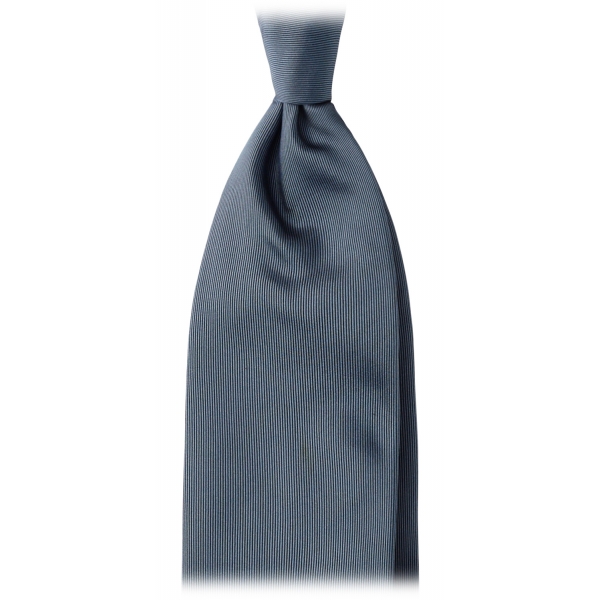 Viola Milano - Solid Woven Selftipped Silk Tie - Sea - Handmade in Italy - Luxury Exclusive Collection