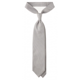 Viola Milano - Solid Woven Selftipped Silk Tie - Silver II - Handmade in Italy - Luxury Exclusive Collection