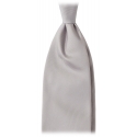 Viola Milano - Solid Woven Selftipped Silk Tie - Silver - Handmade in Italy - Luxury Exclusive Collection