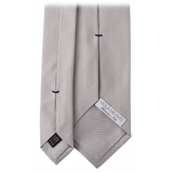 Viola Milano - Solid Woven Selftipped Silk Tie - Silver - Handmade in Italy - Luxury Exclusive Collection