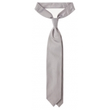 Viola Milano - Solid Woven Selftipped Silk Tie - Silver - Handmade in Italy - Luxury Exclusive Collection