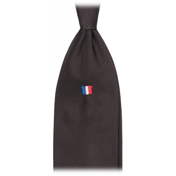 Viola Milano - France Flag Handrolled Woven Silk Jacquard Tie - Navy - Handmade in Italy - Luxury Exclusive Collection