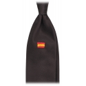 Viola Milano - Spanish Flag Handrolled Woven Silk Jacquard Tie - Navy - Handmade in Italy - Luxury Exclusive Collection