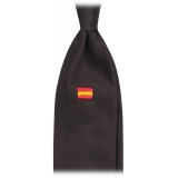 Viola Milano - Spanish Flag Handrolled Woven Silk Jacquard Tie - Navy - Handmade in Italy - Luxury Exclusive Collection