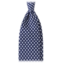 Viola Milano - Square Cube Selftipped Silk Tie - Navy - Handmade in Italy - Luxury Exclusive Collection