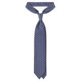 Viola Milano - Square Cube Selftipped Silk Tie - Navy - Handmade in Italy - Luxury Exclusive Collection