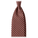 Viola Milano - Square Pattern Selftipped Silk Tie - Sand - Handmade in Italy - Luxury Exclusive Collection
