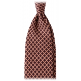 Viola Milano - Square Pattern Selftipped Silk Tie - Sand - Handmade in Italy - Luxury Exclusive Collection