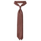 Viola Milano - Square Pattern Selftipped Silk Tie - Sand - Handmade in Italy - Luxury Exclusive Collection