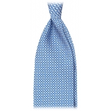 Viola Milano - Star Pattern Selftipped Italian Silk Tie - Blue - Handmade in Italy - Luxury Exclusive Collection