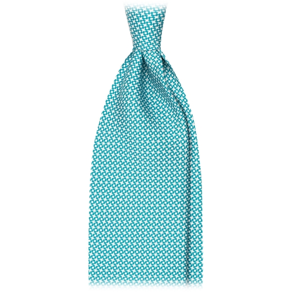 Viola Milano - Star Pattern Selftipped Italian Silk Tie - Menthol - Handmade in Italy - Luxury Exclusive Collection