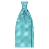 Viola Milano - Star Pattern Selftipped Italian Silk Tie - Menthol - Handmade in Italy - Luxury Exclusive Collection