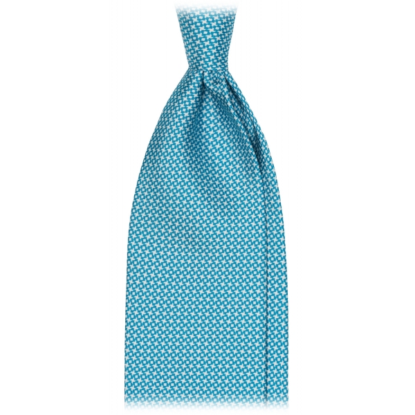 Viola Milano - Star Pattern Selftipped Italian Silk Tie - Turquoise - Handmade in Italy - Luxury Exclusive Collection