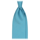 Viola Milano - Star Pattern Selftipped Italian Silk Tie - Turquoise - Handmade in Italy - Luxury Exclusive Collection