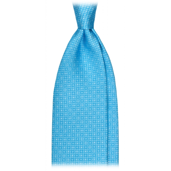 Viola Milano - Star Pattern Selftipped Silk Tie - Sea - Handmade in Italy - Luxury Exclusive Collection