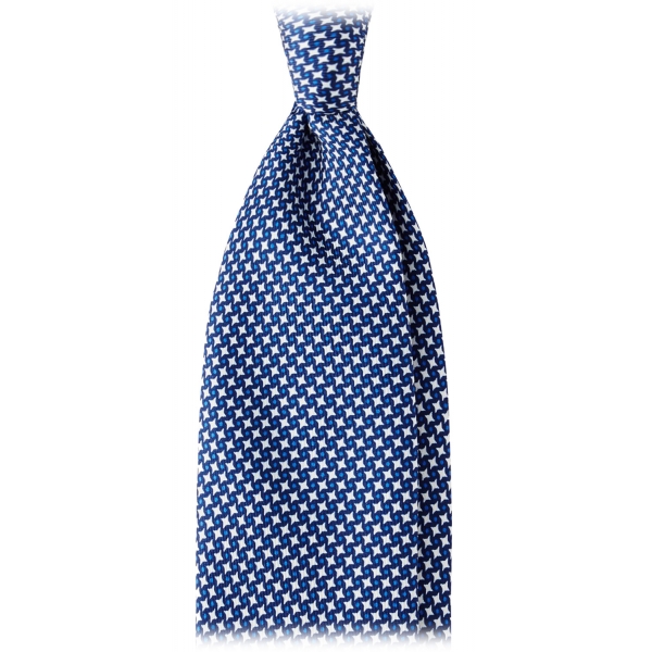 Viola Milano - Star Pattern Selftipped Silk Tie - Navy - Handmade in Italy - Luxury Exclusive Collection