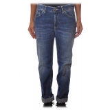 Dondup - Straight Jeans with Treated Canvas - Blue - Trousers - Luxury Exclusive Collection