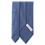 Viola Milano - Star Pattern Selftipped Silk Tie - Navy - Handmade in Italy - Luxury Exclusive Collection