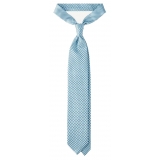 Viola Milano - Star Pattern Selftipped Silk Tie - Turquoise - Handmade in Italy - Luxury Exclusive Collection