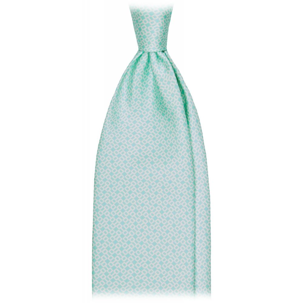 Viola Milano - Stirrups Pattern Selftipped Silk Tie - Menthol